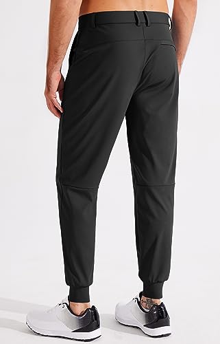 Libin Men's Golf Pants Joggers Lightweight Quick Dry 3 Pockets Slim Fit Soft Stretchy Tapered Leg Work Dress Pants Athletic, Black S - Image 2