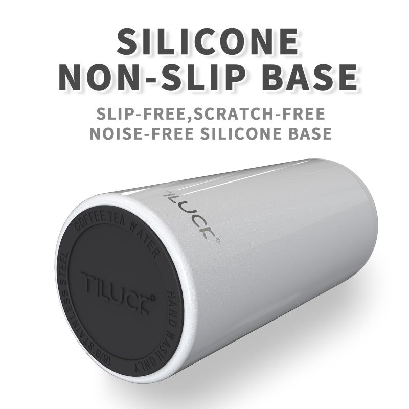 TILUCK Skinny Can Cooler for Slim Beer & Hard Seltzer, Stainless Steel, Doucle-Walled Stainless Steel Insulated Slim Cans, Standard 12 oz (Glitter White) - Image 4