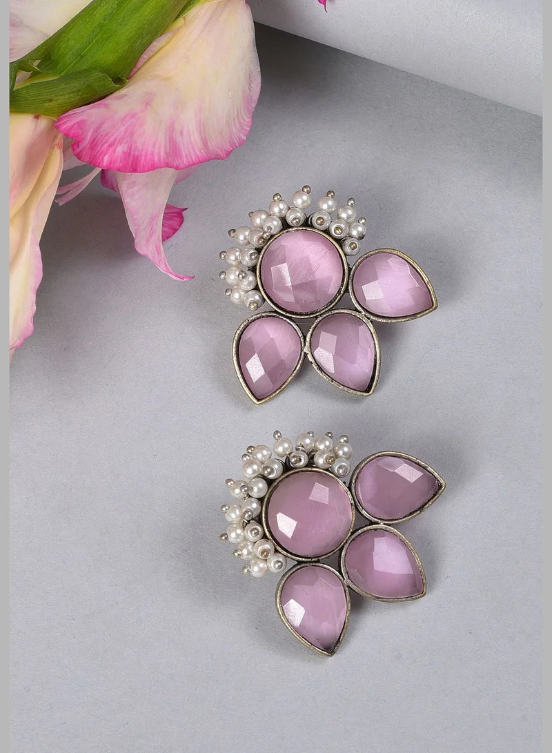 SOHI Silver Plated Designer Stone Earrings