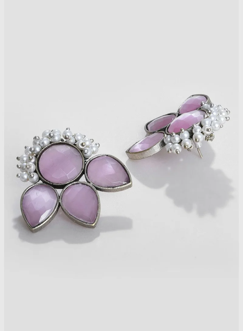 SOHI Silver Plated Designer Stone Earrings