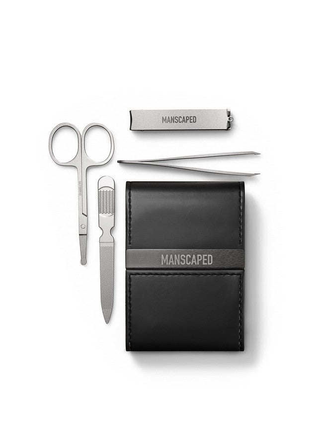 manscaped MANSCAPED® Shears 2.0 Tempered Stainless Steel Men's Nail Kit, Fingernail Clippers, Safety Scissors, Tweezers and Nail File, Travel Manicure Pedicure Set, 4-Piece Luxury Grooming Kit with Compact Case - Image 1