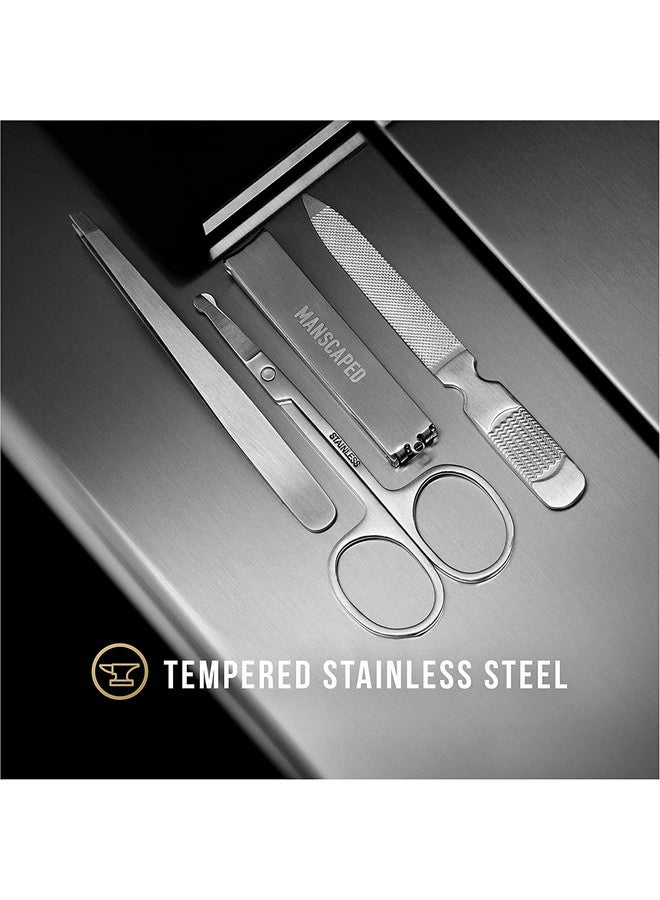 manscaped MANSCAPED® Shears 2.0 Tempered Stainless Steel Men's Nail Kit, Fingernail Clippers, Safety Scissors, Tweezers and Nail File, Travel Manicure Pedicure Set, 4-Piece Luxury Grooming Kit with Compact Case - Image 2