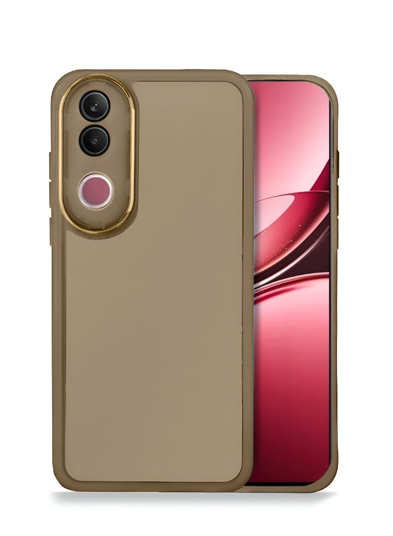 دبليو تيك vivo V50 5G 2025 هاتف ناعم شفاف TPU سيليكون رفيع للغاية أنيق مطلي بالكهرباء غطاء العلبة الخلفية للكاميرا - بني - Image 1