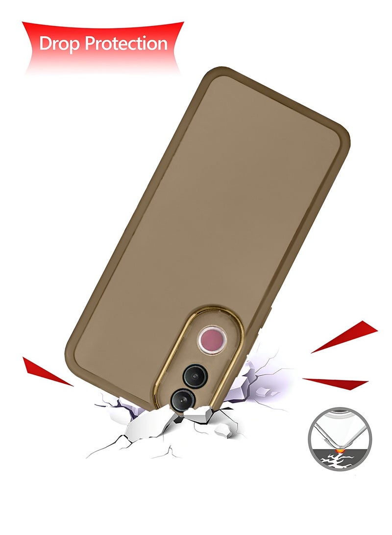 دبليو تيك vivo V50 5G 2025 هاتف ناعم شفاف TPU سيليكون رفيع للغاية أنيق مطلي بالكهرباء غطاء العلبة الخلفية للكاميرا - بني - Image 3