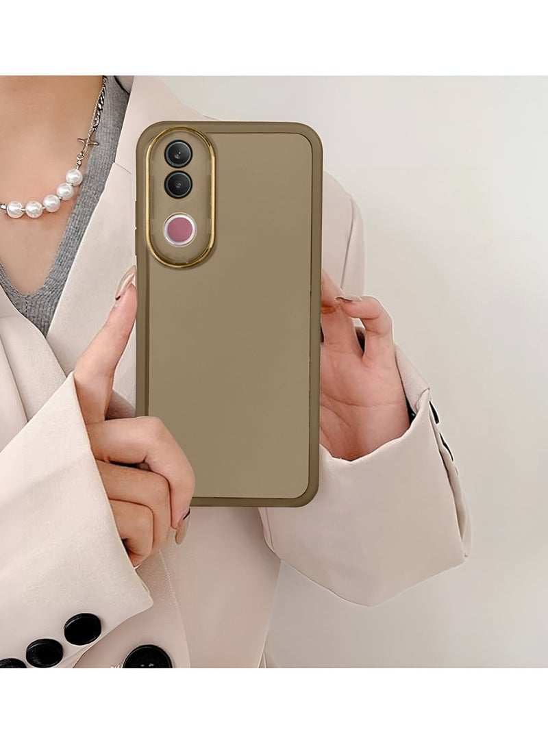 دبليو تيك vivo V50 5G 2025 هاتف ناعم شفاف TPU سيليكون رفيع للغاية أنيق مطلي بالكهرباء غطاء العلبة الخلفية للكاميرا - بني - Image 4