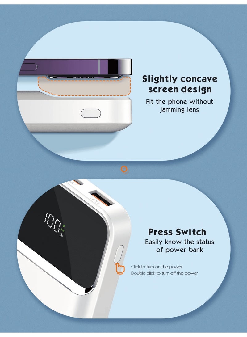 LDNIO PQ12 10000mAh Magnetic Wireless Power Bank with 15W Wireless Charging, 22.5W Fast Charging Portable Battery Pack, USB-C PD and QC 3.0 External Battery Charger, LED Display, Portable Charger for iPhone, Android Phones, AirPods and USB Devices - Image 3