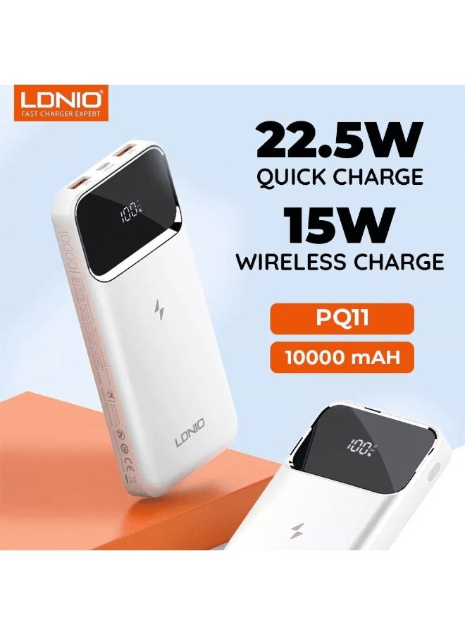 LDNIO PQ12 10000mAh Magnetic Wireless Power Bank with 15W Wireless Charging, 22.5W Fast Charging Portable Battery Pack, USB-C PD and QC 3.0 External Battery Charger, LED Display, Portable Charger for iPhone, Android Phones, AirPods and USB Devices - Image 2