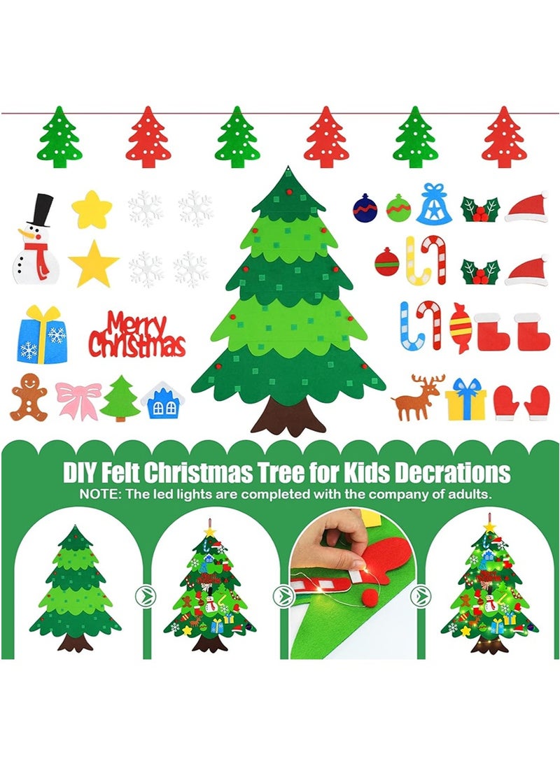TAPIT Felt Christmas Tree with LED String Lights, Christmas Decoration Tree with 32 Magic Sticker Ornaments, Children's Handcraft DIY Assembly Kit, Christmas Gifts for Kids - Image 3