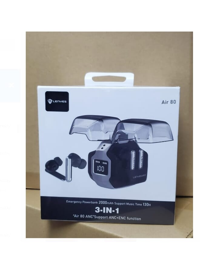 Lenyes Air 80 130 Hours ANC Headphones, Black - Image 3