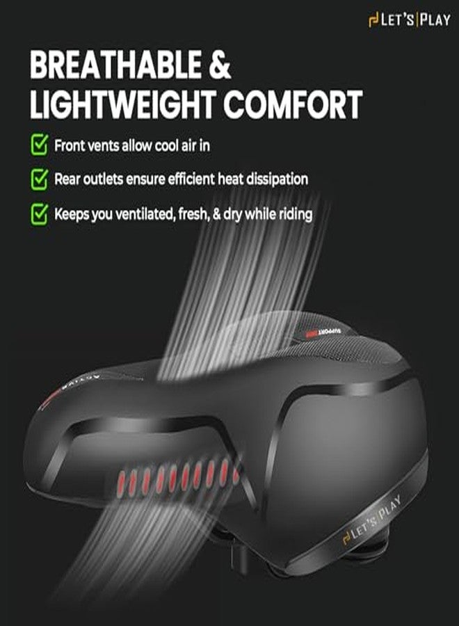 LET'S PLAY® 9.8" Big Cycle Seat with Shock Absorbers, Waterproof Foam Cushion Saddle for All Bicycles, Comfortable Seat for Boys, Girls & Adults - Image 3