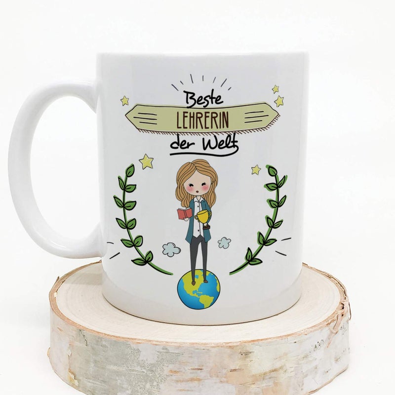 MUGFFINS Mug in German Teacher MugMug Gift Beautiful and funny coffee mug Worlds Best Teacher Ceramic 350 ml - Image 4