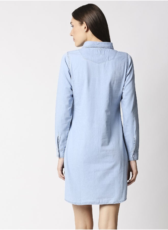 Women Blue Solid Shirt Dress - pzsku/Z546E04DB973C62292465Z/45/_/1720074084/cf3e0c1f-46e4-4800-9f55-e1bee988a2b7