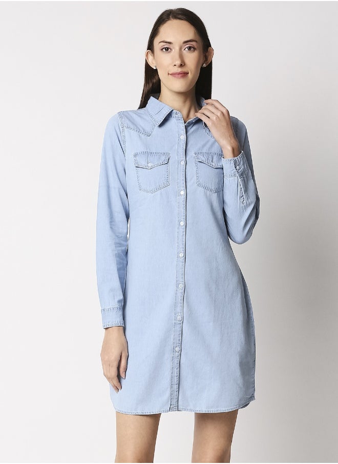 Women Blue Solid Shirt Dress - pzsku/Z546E04DB973C62292465Z/45/_/1720074089/f269d2e2-3a74-4ae0-8136-f0b4cf340aad