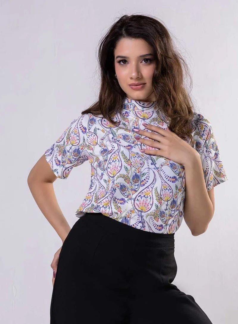 Zigzag Raglan Sleeve Printed Top