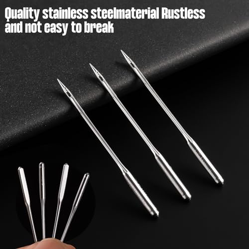 HLARTNET 50 Pcs Size 100/16 Universal Leather&Jeans Sewing Machine Needles, Heavy Duty Machine Needles for Thickened Fabrics, Compatible with Home Sewing Machine - Image 2