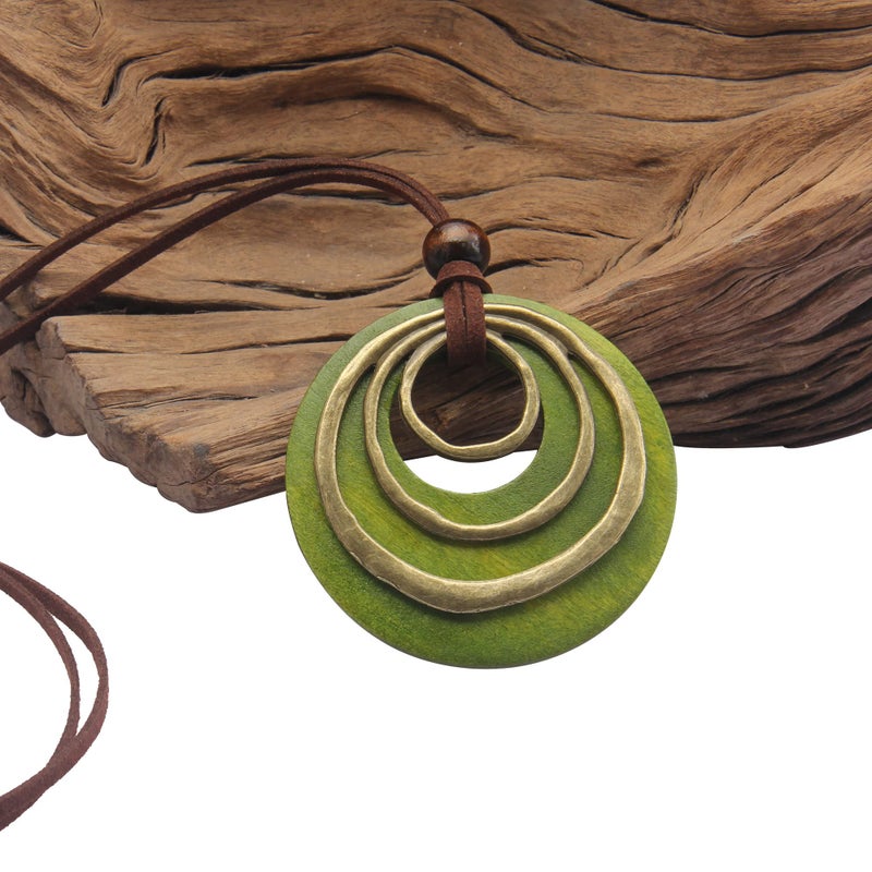 Bjesinmo Bohemian Necklace for Women Wooden Necklaces Large Pendant Necklace Sweater Necklaces for Women Trendy Vintage Jewelry Gifts - Image 5