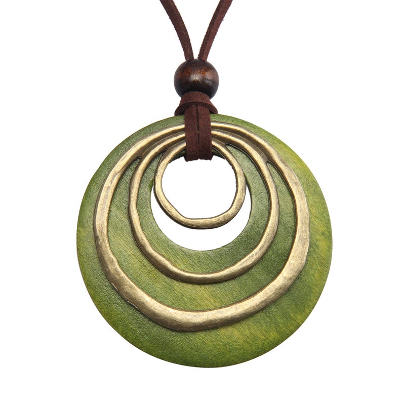 Bjesinmo Bohemian Necklace for Women Wooden Necklaces Large Pendant Necklace Sweater Necklaces for Women Trendy Vintage Jewelry Gifts - Image 1