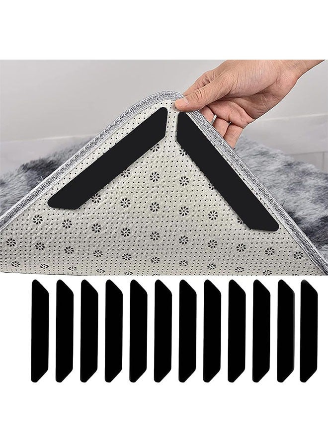 meayul 12Pack Double Sided Washable Removable Carpet Tape, Rug Gripper, Non Slip Rug Grippers, for Hardwood Floors as well as Tile Non-Slip Rug Pad, Grab your area rugs, prevent curling and wrinkling at the corners of the rugs, prevent sliding  - Image 1