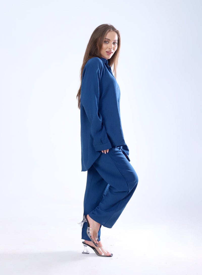 BEBO Women's Solid Long Sleeve Pants Set Free Size Fits Approximately 60-85kg_Petroleum - Image 2