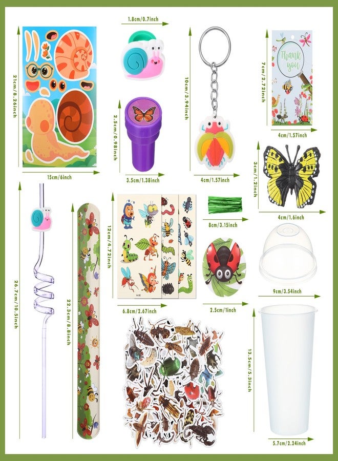 Poen 172 Pcs Insects Party Favors Bugs Birthday Party Favors Include Cup Straw Stamp Clap Bracelet Keychain Ring Puzzle Sticker Animal Miniature Card for Classroom Rewards Gifts Goody Bag Stuffer - Image 3