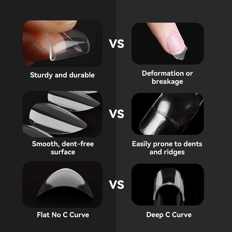 UNA GELLA 504 Pcs Short Almond Gel Fake Nails Preformed in 12 Sizes Clear Acrylic Soft Gel for Nail Extension at Home or Salon. - Image 4