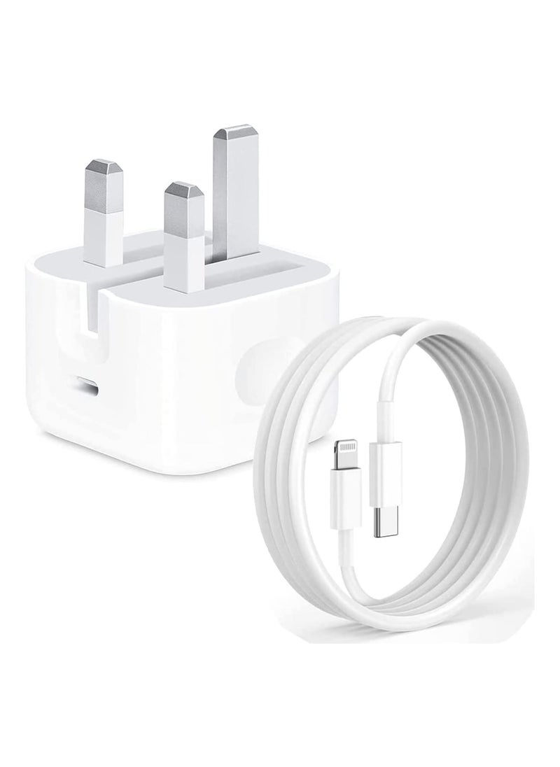 TechDot - 20W Fast Charger USB C Wall Fast Charger with USB C to Lightning Cable Compatible with iPhone 16/15/14/14 Pro/14 Pro Max/13/12/SE2020/11/XR/XS Max/X/iPad and More - Image 1