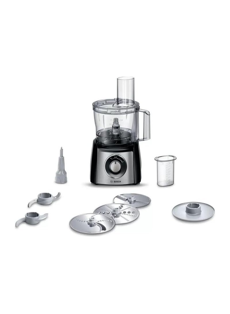 BOSCH Multi-Talent 3 Food Processor, Two Speeds Pulse Function 17000 RPM Brushed Stainless Steel 2.3 L 800 W MCM3421M Black/silver 2.3 L 800 W MCM3421M Stainless / black - Image 1