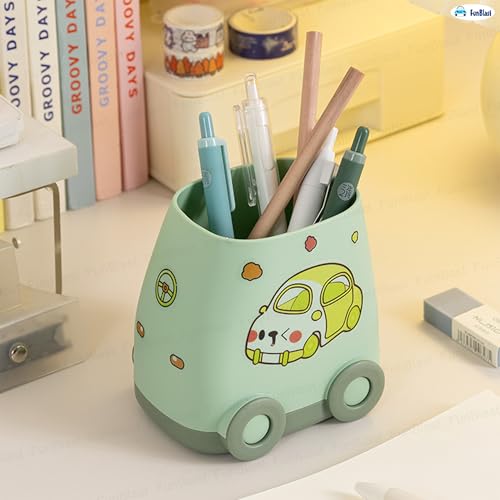 FunBlast Pen Stand for Study Table, Car Stationary Organizer with Kawaii Stickers, Pen Stand for Kids & Girls, Desk Organizer, Birthday Return Gifts for Kids (Sea Green) - Image 5