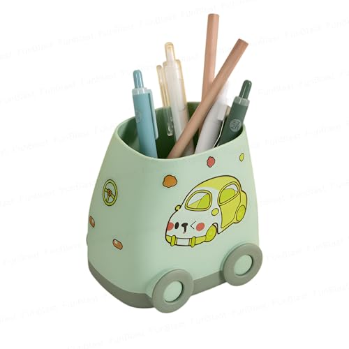 FunBlast Pen Stand for Study Table, Car Stationary Organizer with Kawaii Stickers, Pen Stand for Kids & Girls, Desk Organizer, Birthday Return Gifts for Kids (Sea Green) - Image 1