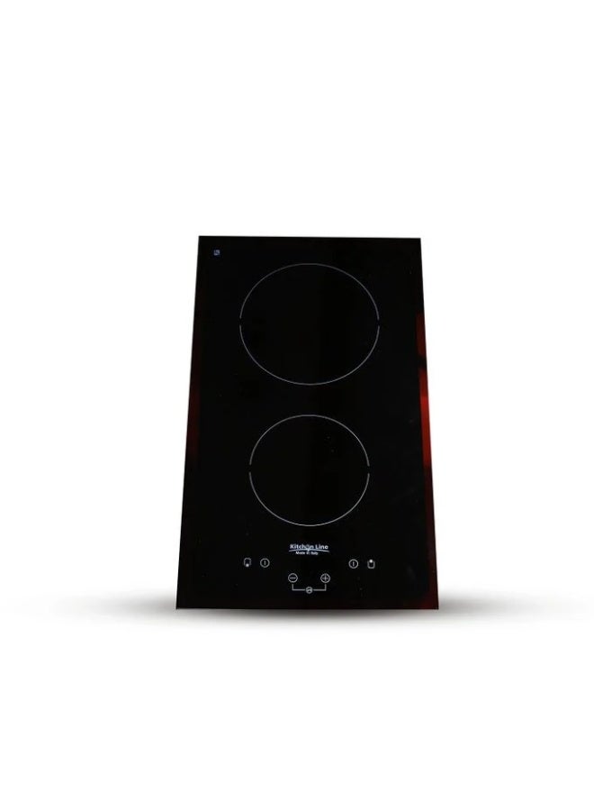 Kitchen Line Built-in Electric Hob, 30 cm, 2 Burners, Ceramic, Touch Control, VT2004 - Black - Image 1