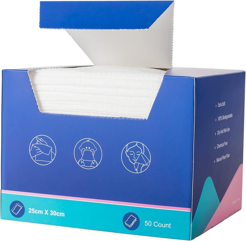 Disposable Face Cloths Cleansing Towels Facial Towel Wet and Dry Face Towel Tissue Makeup Remover Wipse 10inch x 12inch 1 Box