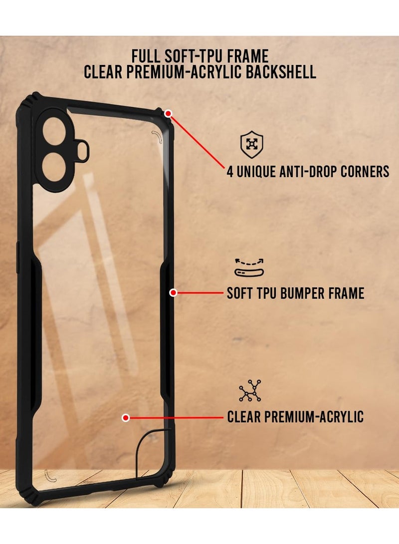 Case for Nothing CMF Phone 1 Clear Hard PC Back Cover Case with Shockproof Premium TPU Black Border 360 Degree Impact Resistant Camera lens Protection Transparent Cover For Nothing CMF Phone 1  - Image 4