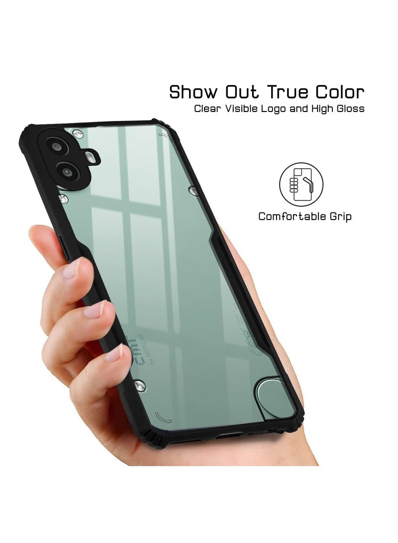 Case for Nothing CMF Phone 1 Clear Hard PC Back Cover Case with Shockproof Premium TPU Black Border 360 Degree Impact Resistant Camera lens Protection Transparent Cover For Nothing CMF Phone 1  - Image 5