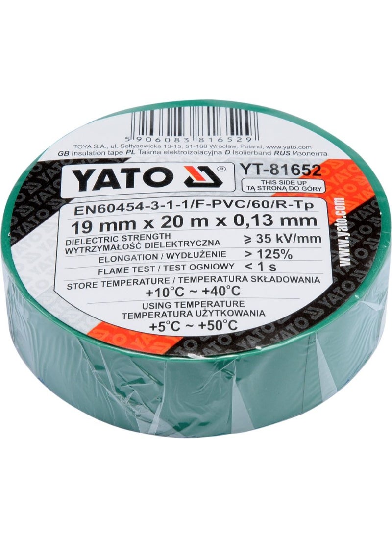 Yato YATO Insulation Tape 19mmx10M Green color YT-81652 
