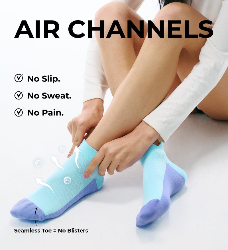 FITRELL Ankle Compression Socks for Women & Men - Cushioned Arch Support Running Socks, Plantar Fasciitis Relief, Mystic Onyx 6 Pairs, S/M - Image 4