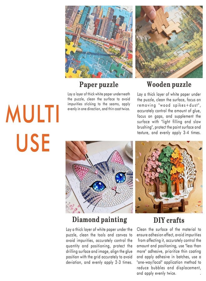 MEKERUI Puzzle Glue with Built-in Sponge Applicator – Clear Jigsaw Puzzle Glue for Preserving, Sealing & Framing Finished Puzzles, Dries Clear, Strong Hold, No Streaks – 120ml - Image 4