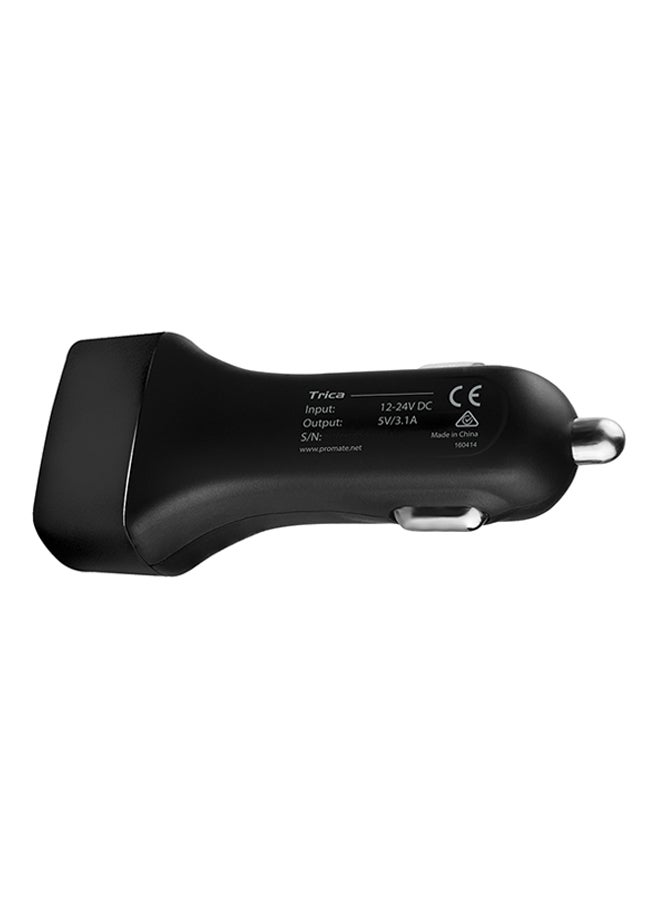PROMATE Ultra-Fast Universal Car Charger With 3 USB Ports Black - Image 3