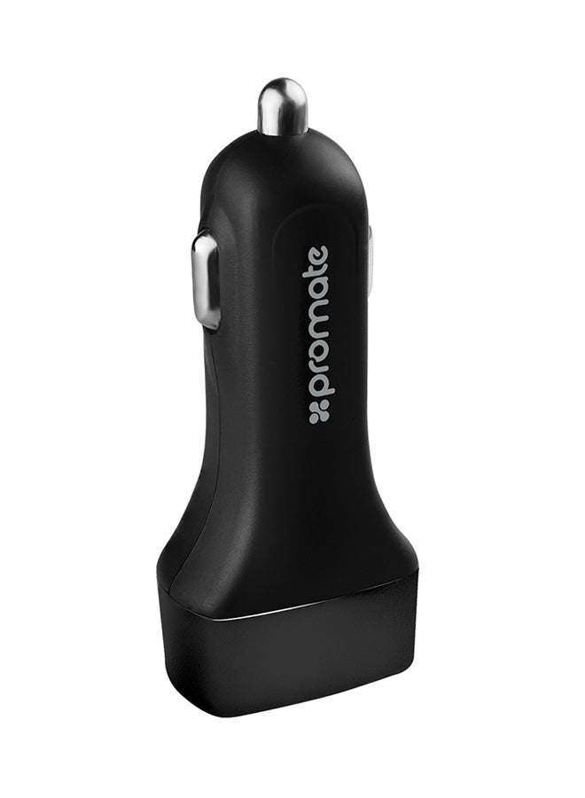 PROMATE Ultra-Fast Universal Car Charger With 3 USB Ports Black - Image 2