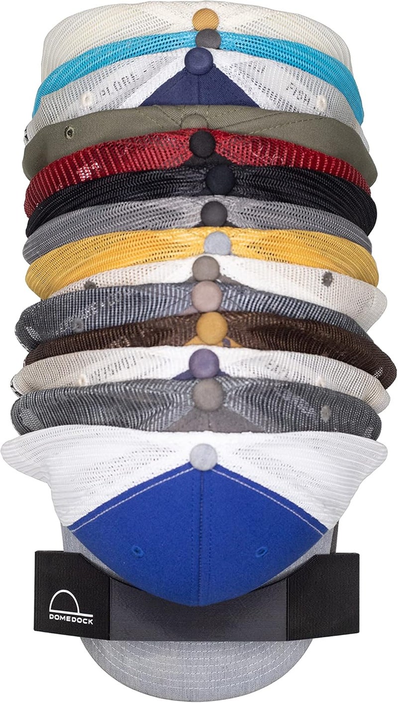 Dome Dock The Original USA-Made Hat Rack and Compact Hat Organizer for Wall Installation, 20 Hat Capacity, Black - Image 1