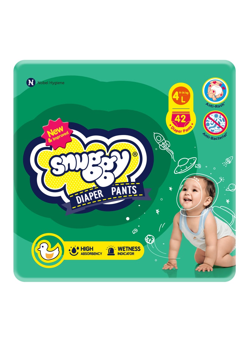 Snuggy Baby Diaper Pants Large Size-4 (9-14kg) 42 Diapers - Image 1