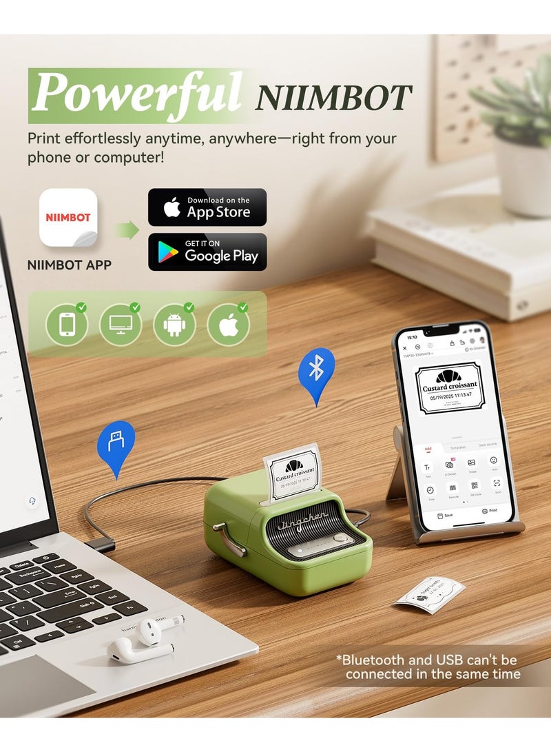 NIIMBOT B21 Label Maker Portable Bluetooth Thermal Label Printer Green - Image 4