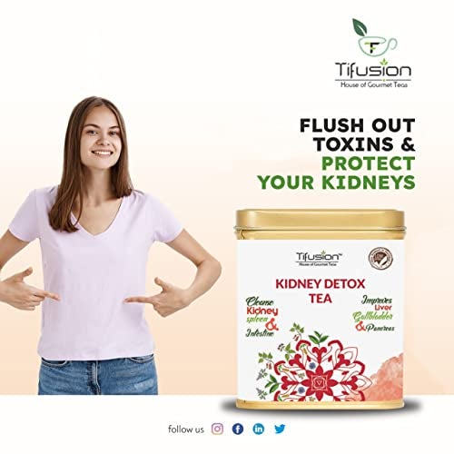 Tifusion Kidney Detox Tea with Dandelion Root Amp Chicory Kalmegh Green Tea Tulsi Detox Improves Digestive Health Anti Inflammatory and Anti Oxidant Rich Herbal 100 Gms, 50 Serving Cups - Image 4