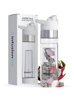 Infusion Pro 24 Oz Fruit Infuser Water Bottle With Flavor Infuser And Flip Top Lid : Insulated Sleeve & Fruit Infused Water Ebook : Bottom Loading Water Infuser For More Flavor : Unique Gift Idea  - Image 1