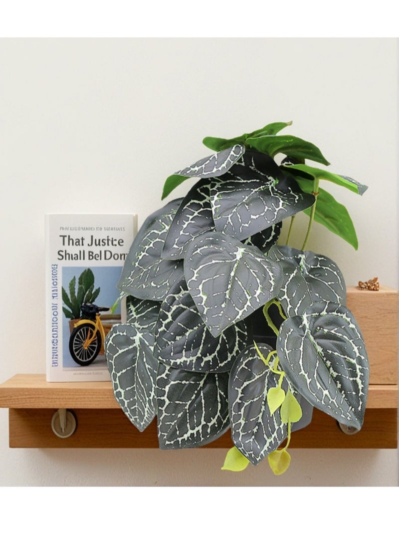 YASMINARA 3-Pack Potted Green Plants Set- Triple Mini Artificial Plants Combo with Ivy, Pepper Leaves, and Water Melon Leaves-Home Office Bookshelf Botanical Greenery Decor  - Image 2