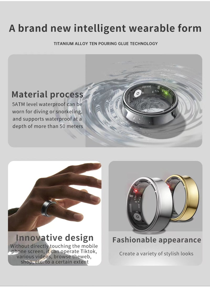 General Smart Health Ring for Heart Rate BlodOxygen Sleep Monitoring all Weather Motion Calculation 24-hour Health Monitoring Protect Your Health Bright Silver No.21  - Image 3
