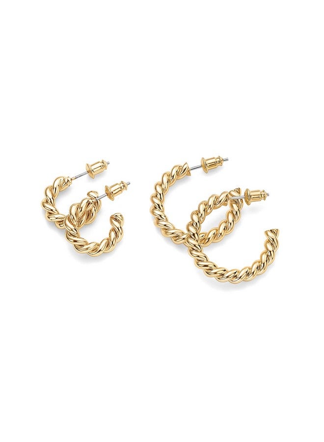 بافوا أقراط بافوي الدائرية المطلية بالذهب عيار 14 قيراطًا والمصنوعة من الذهب الوردي والذهب الأبيض والذهب الأصفر (16.00، ذهب أصفر) - Image 4