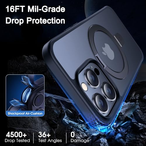 CASEKOO Designed for iPhone 15 Pro Case with Magnetic Invisible Stand [Military Drop Protection] [Compatible with MagSafe] Shockproof Slim Translucent Matte Pro Case 6.1 Inch, Black - Image 5