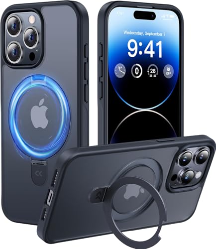 CASEKOO Designed for iPhone 15 Pro Case with Magnetic Invisible Stand [Military Drop Protection] [Compatible with MagSafe] Shockproof Slim Translucent Matte Pro Case 6.1 Inch, Black - Image 1