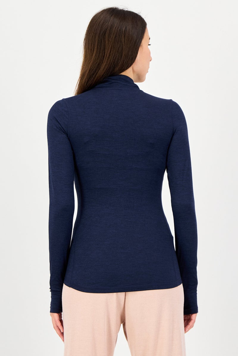 Reebok Women Slim Fit Long Sleeve Outdoor Top, Navy - Image 3