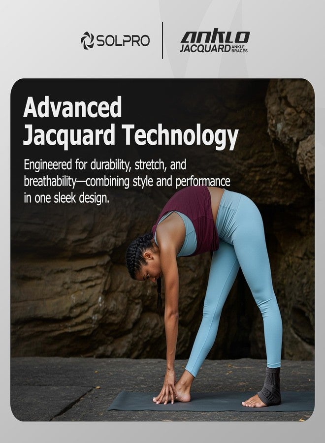 Solpro Anklo Jacquard Ankle Braces for Men & Women | Joint Stabiliser for All Sports, Gym & Rehab Workouts | Joint Pain Relief for Active Lifestyle Injury Recovery & Arthritis (Black/Dark Grey) - Image 3